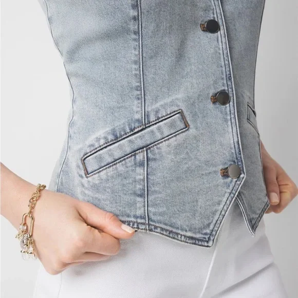 White House Black Market Denim Vest Top - Picture 5 of 6